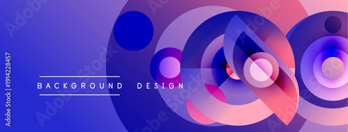 Abstract vibrant design features overlapping circles, gradients. Blue, pink hues create dynamic visual effect. Text reads background design.