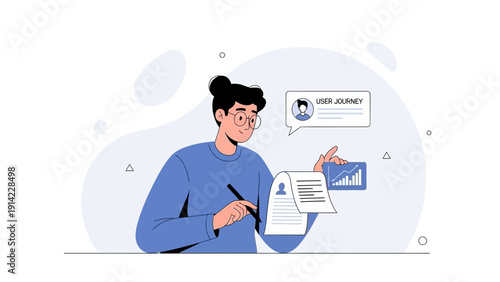 User Journey Mapping: Person analyzing customer experience and data