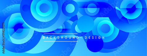Abstract blue circles overlap, creating dynamic visual effect. Modern design suitable for backgrounds, presentations. Smooth gradients enhance depth.
