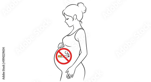 Pregnant woman with no smoking sign on belly healthy pregnancy concept no cigarettes