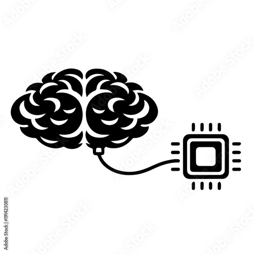 Brain and chip illustration vector on a white background
Vector illustration icon