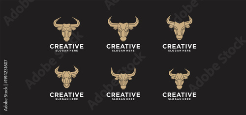 A collection of Mighty Bull logos, a symbol of strength and courage