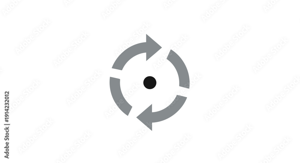 Obraz premium Circular arrows around a black dot.