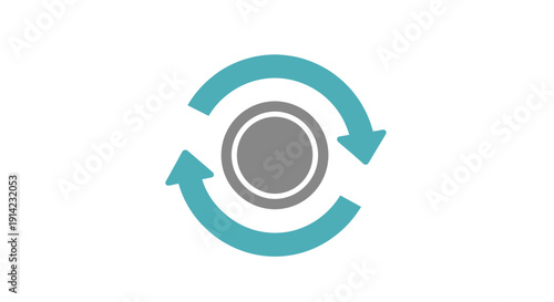 Circular Arrows Surrounding Gray Circle Icon.