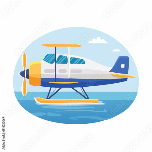 Seaplane floating on the water in the middle of the ocean - a scenic view