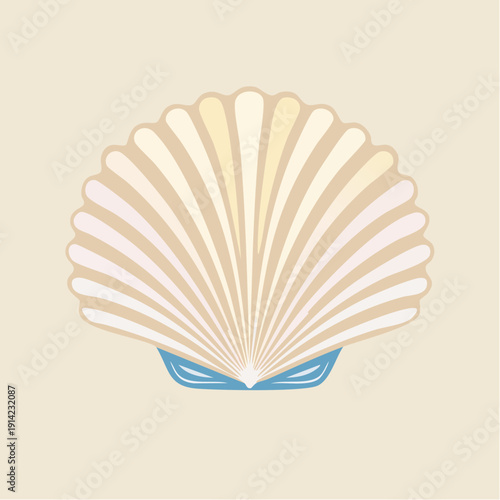 Elegant Seashell Illustration with Subtle Color Palette and Gentle Ribbed Texture