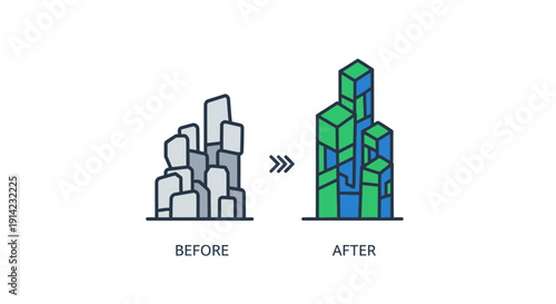 Cityscape Transformation from Gray to Colorful.