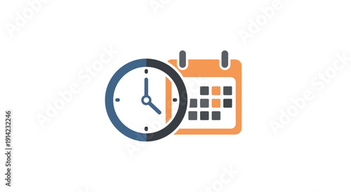 Clock and Calendar Icon Illustration Design.