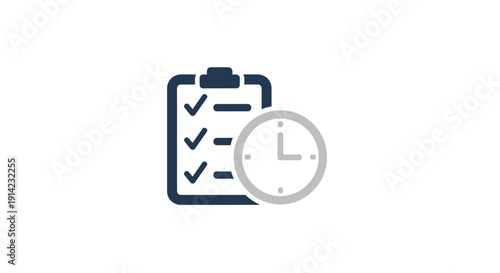 Clipboard Checklist with Clock Icon.