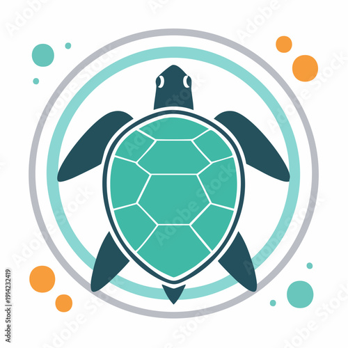 Marine Life Conservation A Symbolic Turtle Logo Represents Ocean Health