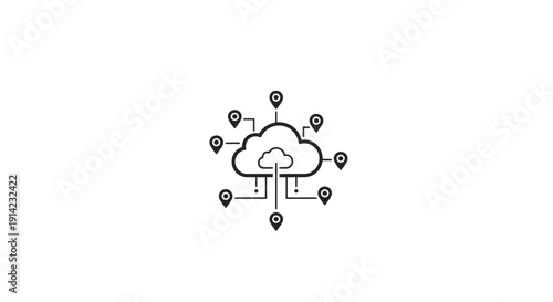 Cloud computing network technology icon.