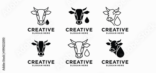 Modern dairy cow logo vector illustration isolated on white background