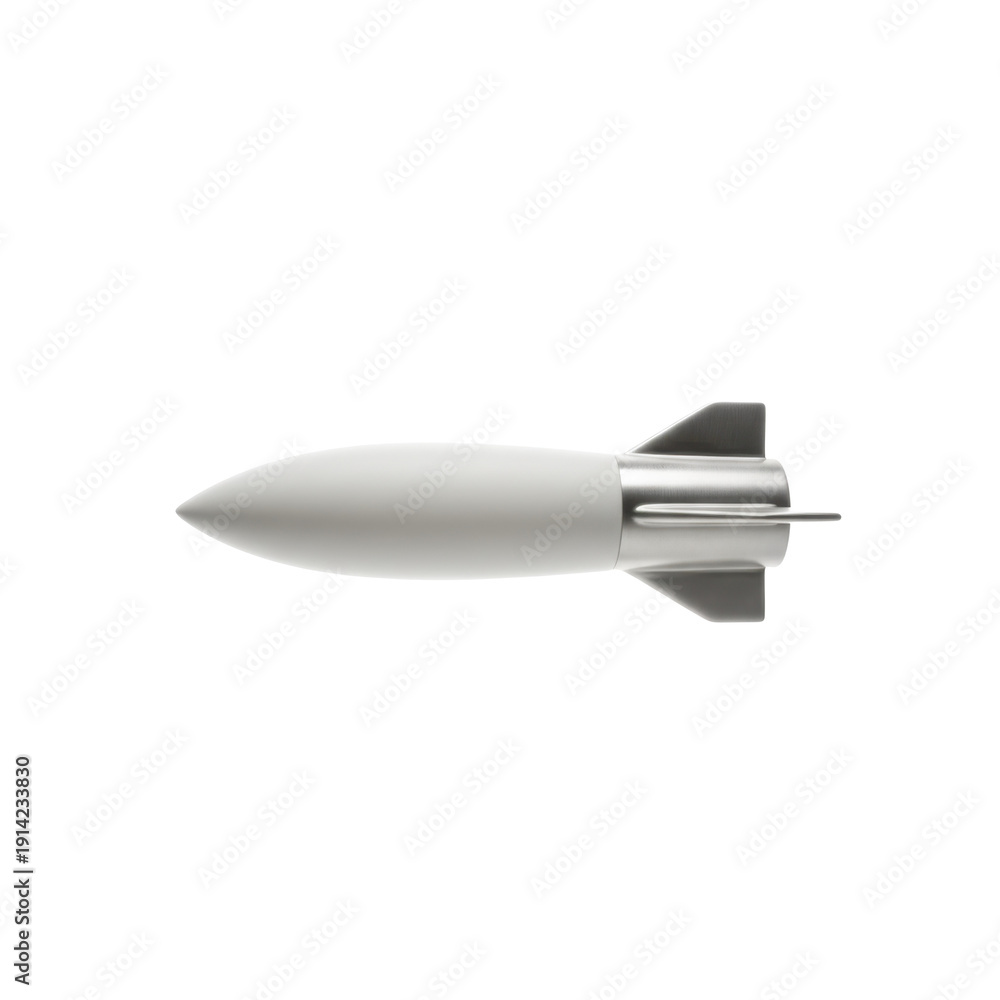 Fototapeta premium Sleek Silver Missile Weapon with Fins