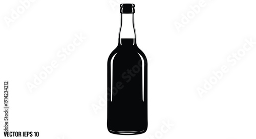 Black wine bottle silhouette against white background