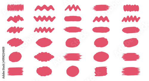 Collection of red lipstick smears arranged in a grid pattern on a digital illustration