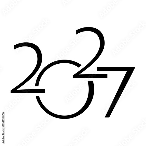 2027 number design template. 2027 New Year logo design. Vector illustration isolated on white background.