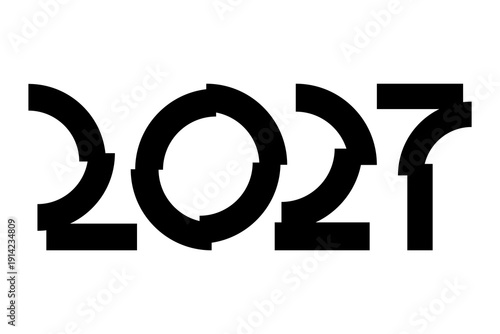 2027 number design template. 2027 New Year logo design. Vector illustration isolated on white background.