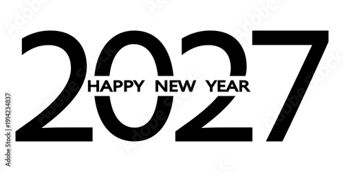 2027 number design template. 2027 New Year logo design. Vector illustration isolated on white background.