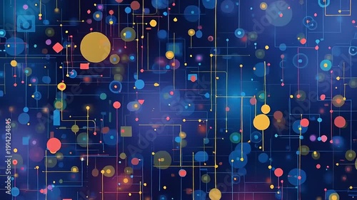 Abstract Digital Network Connection with Glowing Nodes