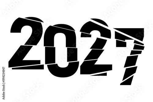 2027 number design template. 2027 New Year logo design. Vector illustration isolated on white background.