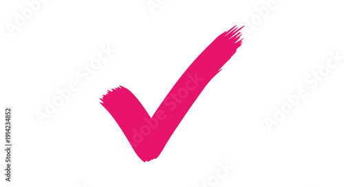 A vibrant pink check mark symbol vector illustration on a plain background viewed from a straightforward perspective eps file