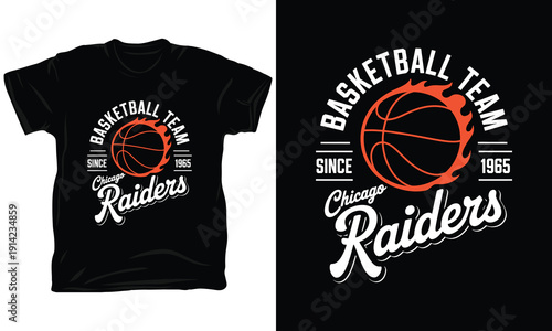 Chicago Raiders Basketball Team T-shirt Design - Since 1965 Vintage Sports Badge Vector