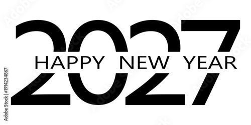 2027 number design template. 2027 New Year logo design. Vector illustration isolated on white background.