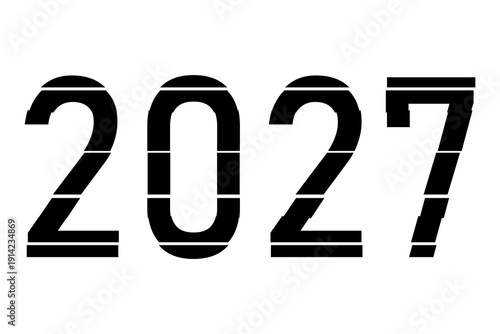2027 number design template. 2027 New Year logo design. Vector illustration isolated on white background.