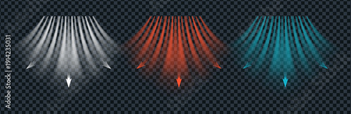 Air conditioner airflow arrows normal air flow, blue cold cool light and red hot heat streams. Wind effect with dynamic arrow motion.