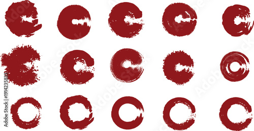 set of red and white  vector brushes on white background
