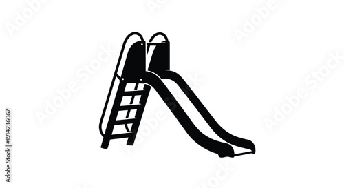 Black silhouette of a children's playground slide with ladder