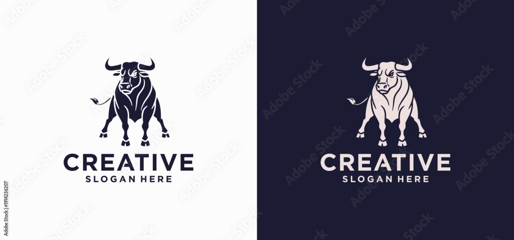 Fototapeta premium Aggressive Red Bull Head Logo Vector Illustration Isolated on White Background