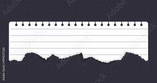 Realistic Torn White Paper Texture with Ripped Edges on Transparent Background