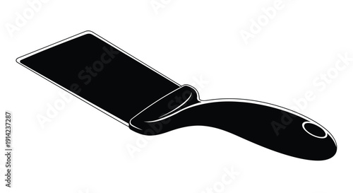 Black putty knife with handle silhouette tool for spreading and smoothing materials