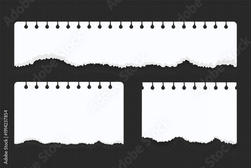 Realistic Torn White Paper Texture with Ripped Edges on Transparent Background