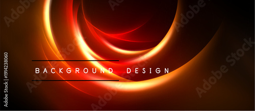 Abstract design features glowing orange curves. Dark background emphasizes bright, dynamic shapes. Text reads background design.