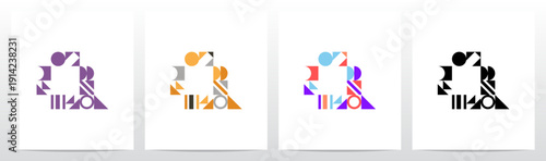 Geometric Shape Combination Mosaic Tiling Composition Letter Initial Logo Design Q