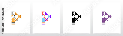 Geometric Shape Combination Mosaic Tiling Composition Letter Initial Logo Design P