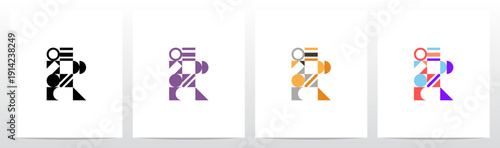 Geometric Shape Combination Mosaic Tiling Composition Letter Initial Logo Design R