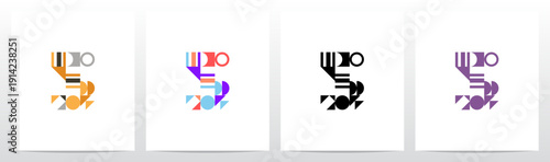 Geometric Shape Combination Mosaic Tiling Composition Letter Initial Logo Design S