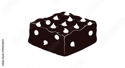 Chocolate brownie dessert with white frosting toppings flat design