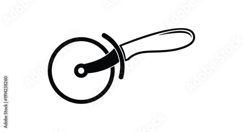 Minimalist black pizza cutter icon symbol flat design