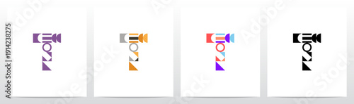 Geometric Shape Combination Mosaic Tiling Composition Letter Initial Logo Design T