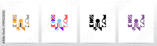 Geometric Shape Combination Mosaic Tiling Composition Letter Initial Logo Design W