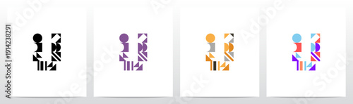 Geometric Shape Combination Mosaic Tiling Composition Letter Initial Logo Design U