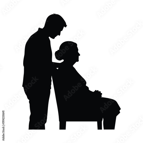 Caregiver assisting elderly person in comfortable home setting