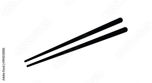 Minimalist black chopsticks silhouette on white background