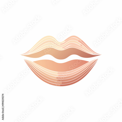 Vector illustration of perfectly sculpted lips with a gentle, warm hue