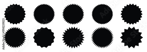 Set of black Zigzag shape.set of color sunbrust.starburst price tags special offer silhouette color starburst sticker sale sticker price quality mark retro stars sale and badges sunburst stamp seal.