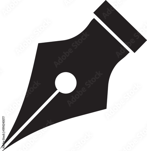 Ink Pen Icon: A bold black ink pen, its nib poised and ready to translate thoughts into words.